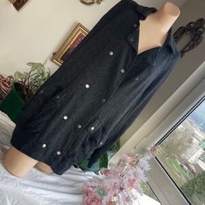 Free people lined linen blend Double-Breasted Gray Coat